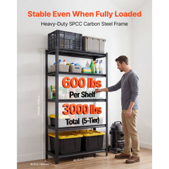 VEVOR Storage Shelves, 5-Tier Adjustable, 3000 lbs Capacity, Heavy Duty Garage Storage Shelving Unit, Metal Utility