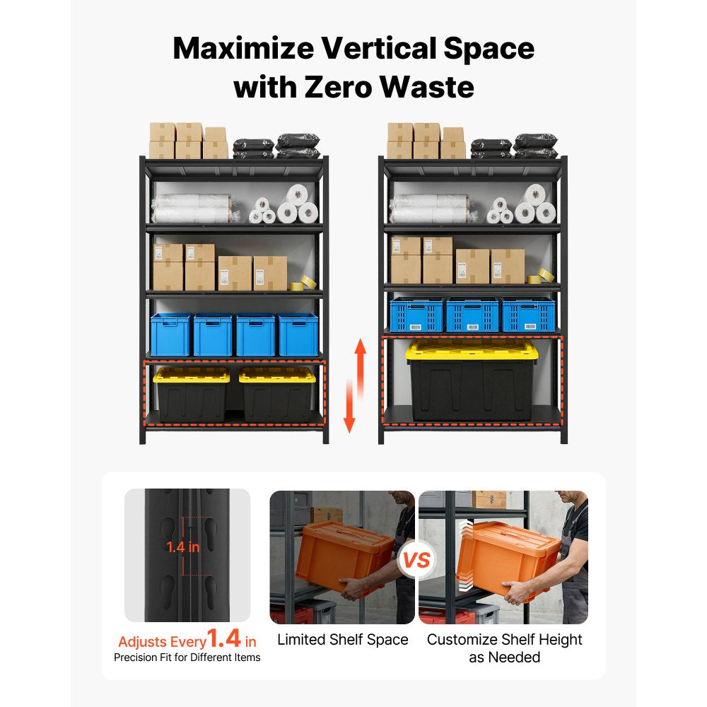 VEVOR Storage Shelves, 5-Tier Adjustable, 3000 lbs Capacity, Heavy Duty Garage Storage Shelving Unit, Metal Utility