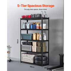 VEVOR Storage Shelves, 3000 lbs, 5 Tier Garage Storage Shelving, 18" D x 48" W x 78" H Adjustable Metal Shelves for