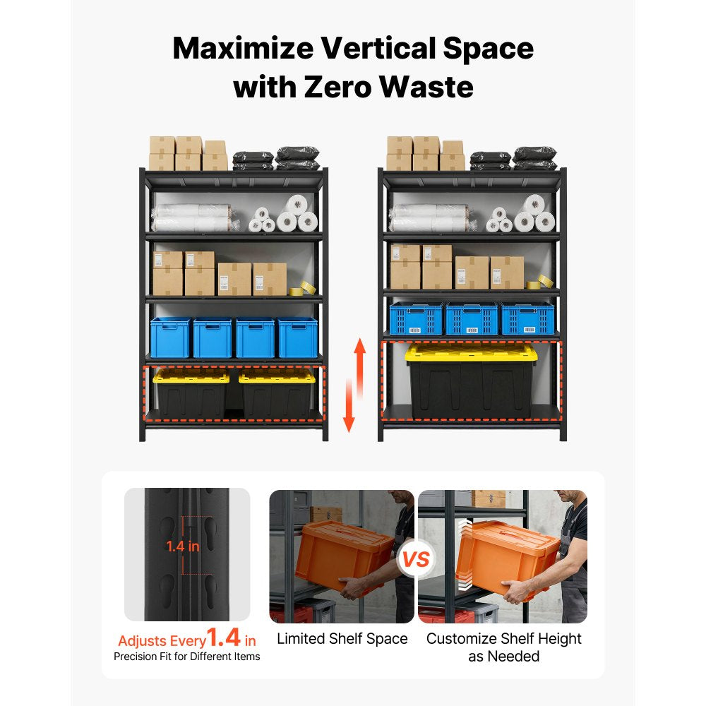 VEVOR Storage Shelves, 5-Tier Adjustable, 3000 lbs Capacity, Heavy Duty Garage Storage Shelving Unit, Metal Utility