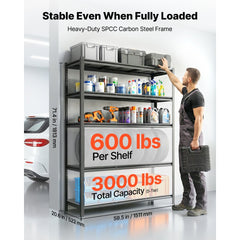 VEVOR Storage Shelves, 5-Tier Adjustable, 3000 lbs Capacity, Heavy Duty Garage Storage Shelving Unit, Metal Utility