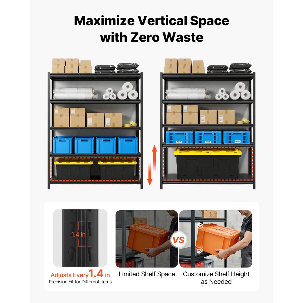 VEVOR Storage Shelves, 5-Tier Adjustable, 3000 lbs Capacity, Heavy Duty Garage Storage Shelving Unit, Metal Utility