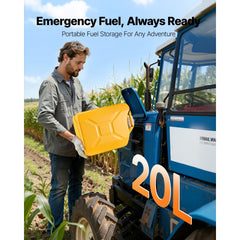 Newly Upgraded Oil-Tight VEVOR Metal Fuel Container, 5.3 Gallon, Fuel Jerry Can with Spout and Comfort Handle, 6 L/min