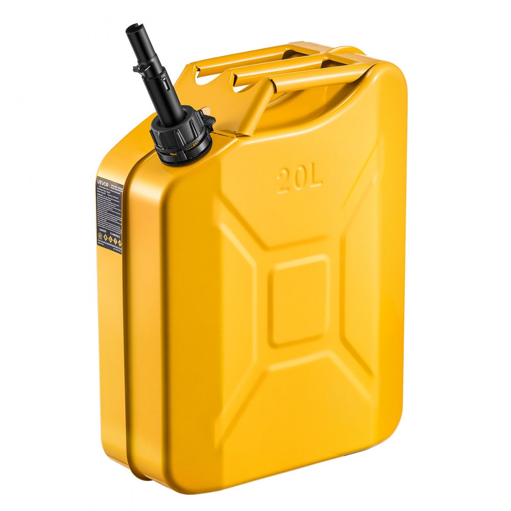 Newly Upgraded Oil-Tight VEVOR Metal Fuel Container, 5.3 Gallon, Fuel Jerry Can with Spout and Comfort Handle, 6 L/min