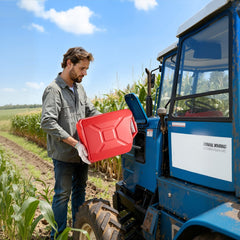 Newly Upgraded Oil-Tight！VEVOR Metal Fuel Container, 5.3 Gallon, Fuel Jerry Can with Spout and Comfort Handle, 6 L/min