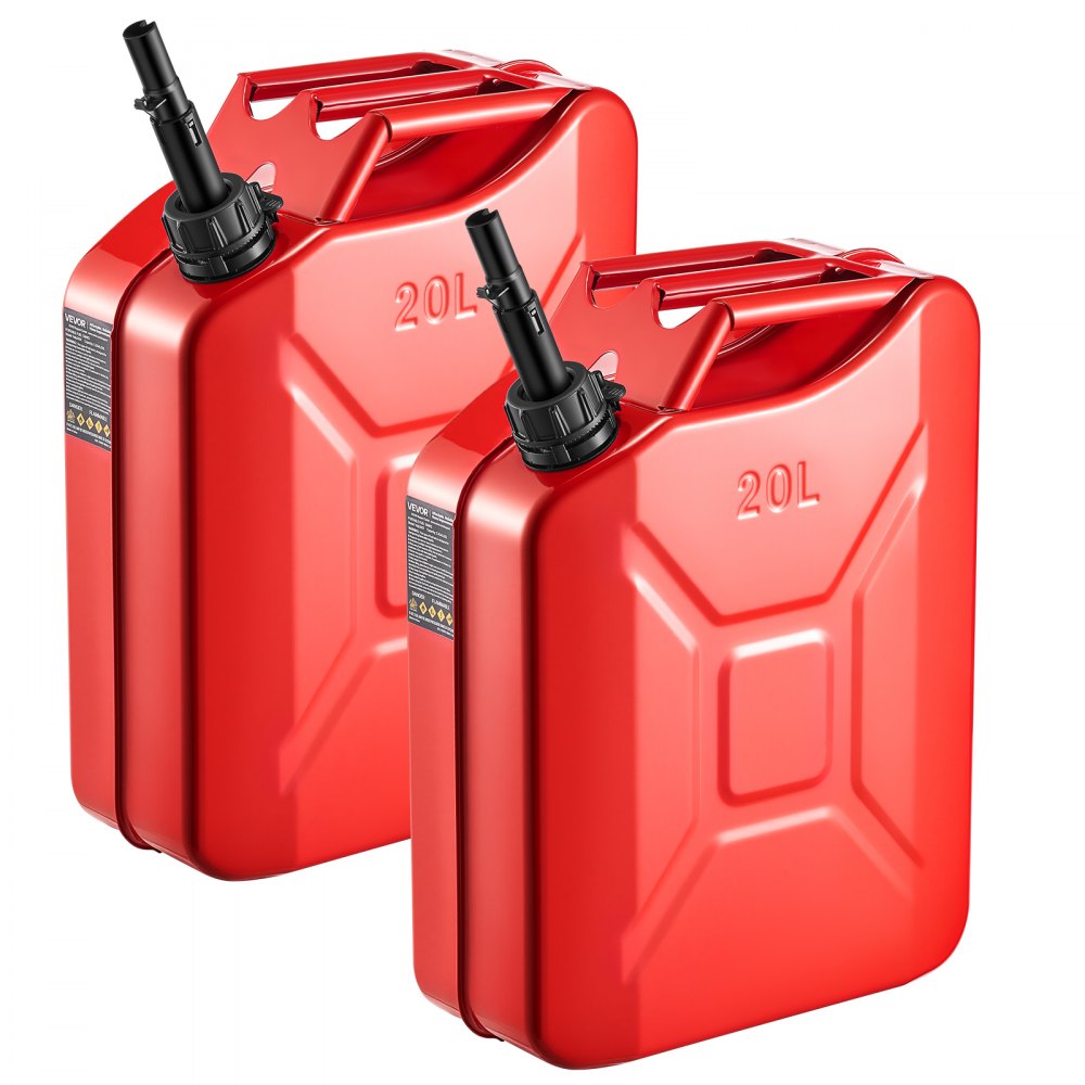 Newly Upgraded Oil-Tight！VEVOR Metal Fuel Container, 5.3 Gallon, Fuel Jerry Can with Spout and Comfort Handle, 6 L/min