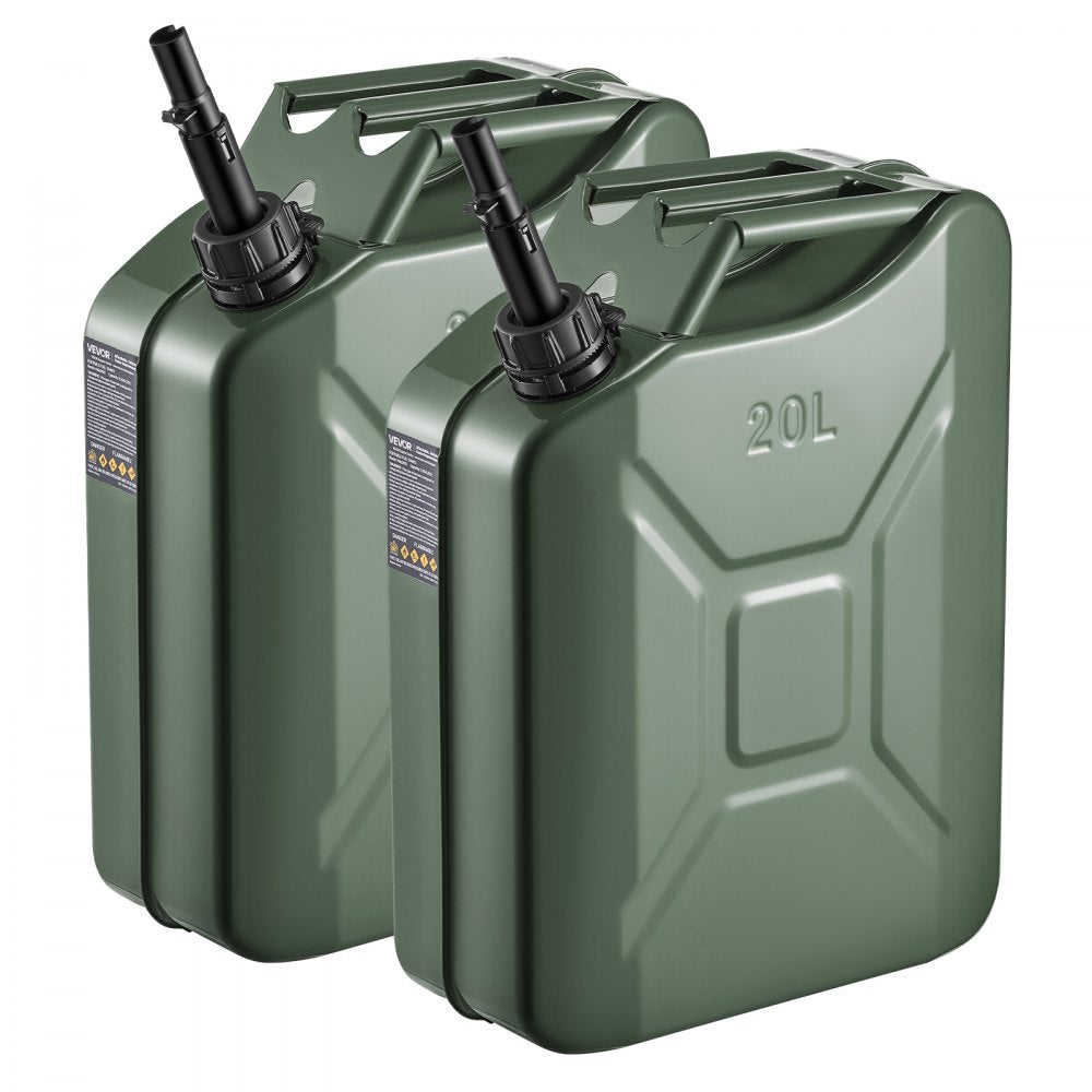 Newly Upgraded Oil-Tight！VEVOR Metal Fuel Container, 5.3 Gallon, Fuel Jerry Can with Spout and Comfort Handle, 6 L/min