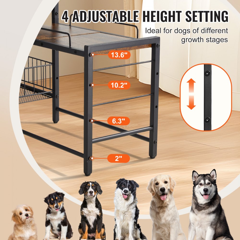 VEVOR Pet Feeding Station with Storage, Elevated Dog Bowls, Raised Dog Bowl Stand, Dog Food Storage and Feeder Station