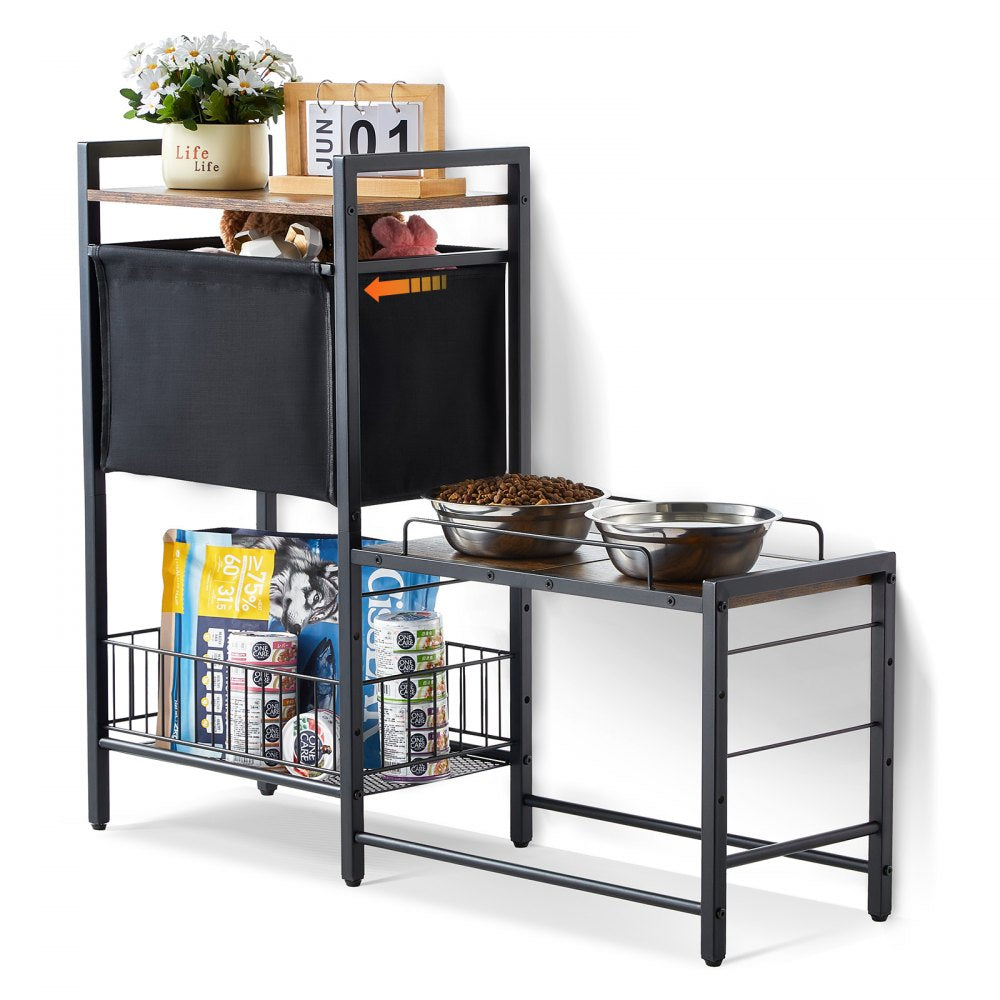 VEVOR Pet Feeding Station with Storage, Elevated Dog Bowls, Raised Dog Bowl Stand, Dog Food Storage and Feeder Station