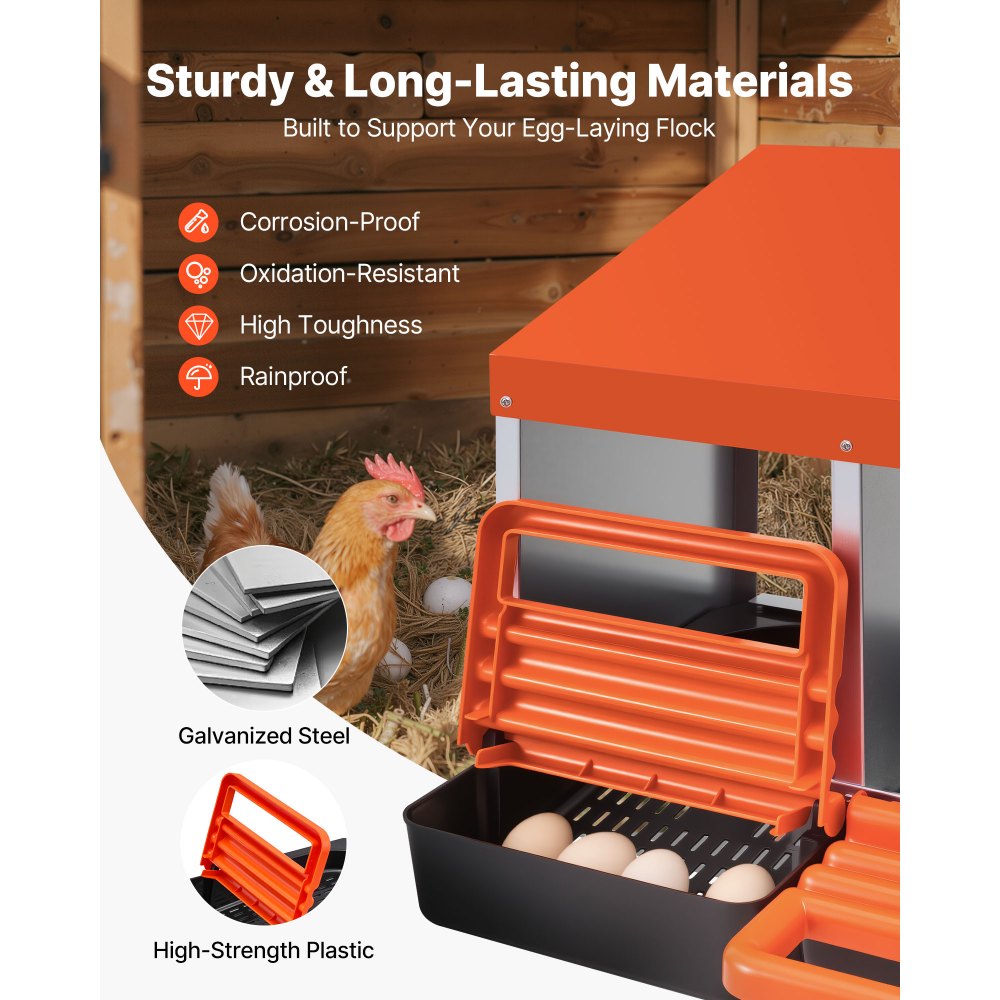 VEVOR Chicken Nesting Boxes, 2 Compartments, Easy Egg Collection, Wall Mount, Easy to Assemble, Galvanized Steel and