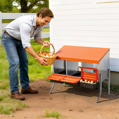 VEVOR Chicken Nesting Boxes, 3 Compartments, with Support Legs, Easy Egg Collection, Galvanized Steel and High-Strength