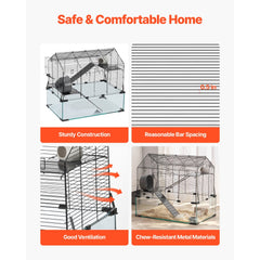 VEVOR Hamster Cage, 360° Viewing Transparent Hamster Habitats, Small Animal Cage, 22.8 x 15 x 21.3 in, Ventilated Pet