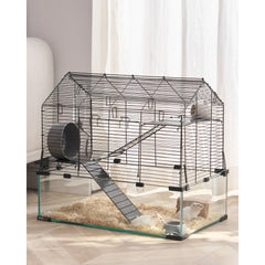 VEVOR Hamster Cage, 360° Viewing Transparent Hamster Habitats, Small Animal Cage, 22.8 x 15 x 21.3 in, Ventilated Pet