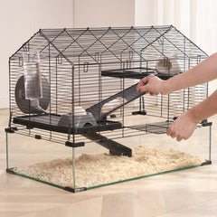 VEVOR Hamster Cage, 360° Viewing Transparent Hamster Habitats, Small Animal Cage, 29.5 x 17.3 x 24 in, Ventilated Pet
