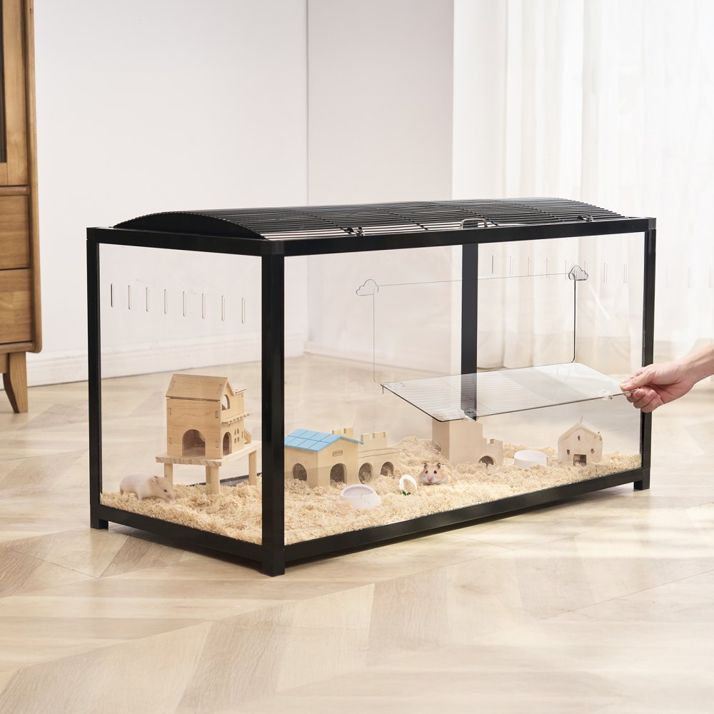 VEVOR Hamster Cage, 360° Viewing Transparent Hamster Habitats, Small Animal Cage, 37.8 x 18.5 x 21.7 in, Ventilated Pet