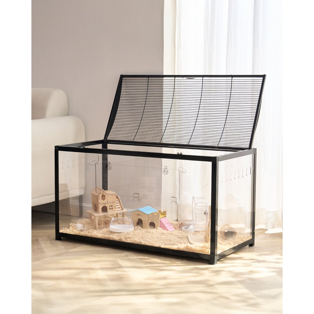 VEVOR Hamster Cage, 360° Viewing Transparent Hamster Habitats, Small Animal Cage, 37.8 x 18.5 x 21.7 in, Ventilated Pet