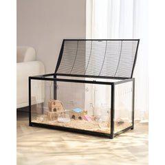 VEVOR Hamster Cage, 360° Viewing Transparent Hamster Habitats, Small Animal Cage, 37.8 x 18.5 x 21.7 in, Ventilated Pet