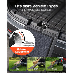 VEVOR Dog Ramp for Car 71" L x 17" W Foldable Pet Ramp with Felt Surface, for SUV Car Truck Outdoor, 250 lbs Capacity