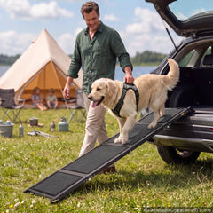 VEVOR Dog Ramp for Car 71" L x 17" W Foldable Pet Ramp with Felt Surface, for SUV Car Truck Outdoor, 250 lbs Capacity