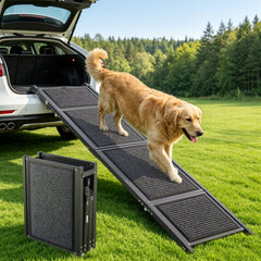 VEVOR Dog Ramp for Car 71" L x 17" W Foldable Pet Ramp with Felt Surface, for SUV Car Truck Outdoor, 250 lbs Capacity