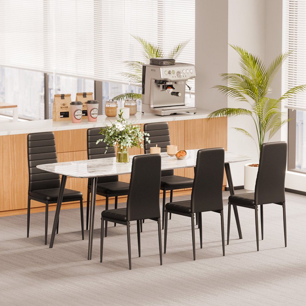VEVOR Modern Dining Room Accent Chairs Set of 4, Upholstered Leather Side Chair for Dining Tables, Space-Saving Kitchen