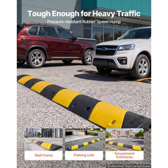VEVOR 40 in Rubber Speed Bump, 2 Pack, 2 Channel Heavy Duty Traffic Speed Hump, 22000 lbs/Axle Load Capacity, Cable