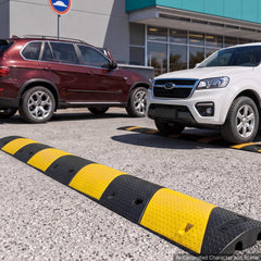 VEVOR 40 in Rubber Speed Bump, 2 Pack, 2 Channel Heavy Duty Traffic Speed Hump, 22000 lbs/Axle Load Capacity, Cable