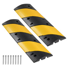 VEVOR 40 in Rubber Speed Bump, 2 Pack, 2 Channel Heavy Duty Traffic Speed Hump, 22000 lbs/Axle Load Capacity, Cable