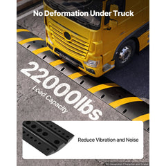 VEVOR 6FT Rubber Speed Bump, 2 Channel, Heavy Duty Traffic Speed Hump, 22000 lbs/axle Load Capacity, 72 in Cable