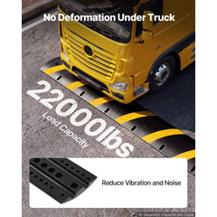 VEVOR 6FT Rubber Speed Bump, 2 Pack, 2 Channel Heavy Duty Traffic Speed Hump, 22000 lbs/Axle Load Capacity, 72 in Cable