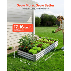 VEVOR 2 Pack Galvanized Raised Garden Beds, 6 x 3 x 1 ft, Rectangular Metal Planter Boxes Kit Outdoor, Bottomless