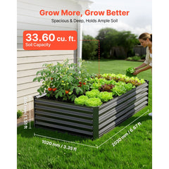 VEVOR 2 Pack Galvanized Raised Garden Beds, 6.67 x 3.35 x 1.51 ft, Rectangular Metal Planter Boxes Kit Outdoor