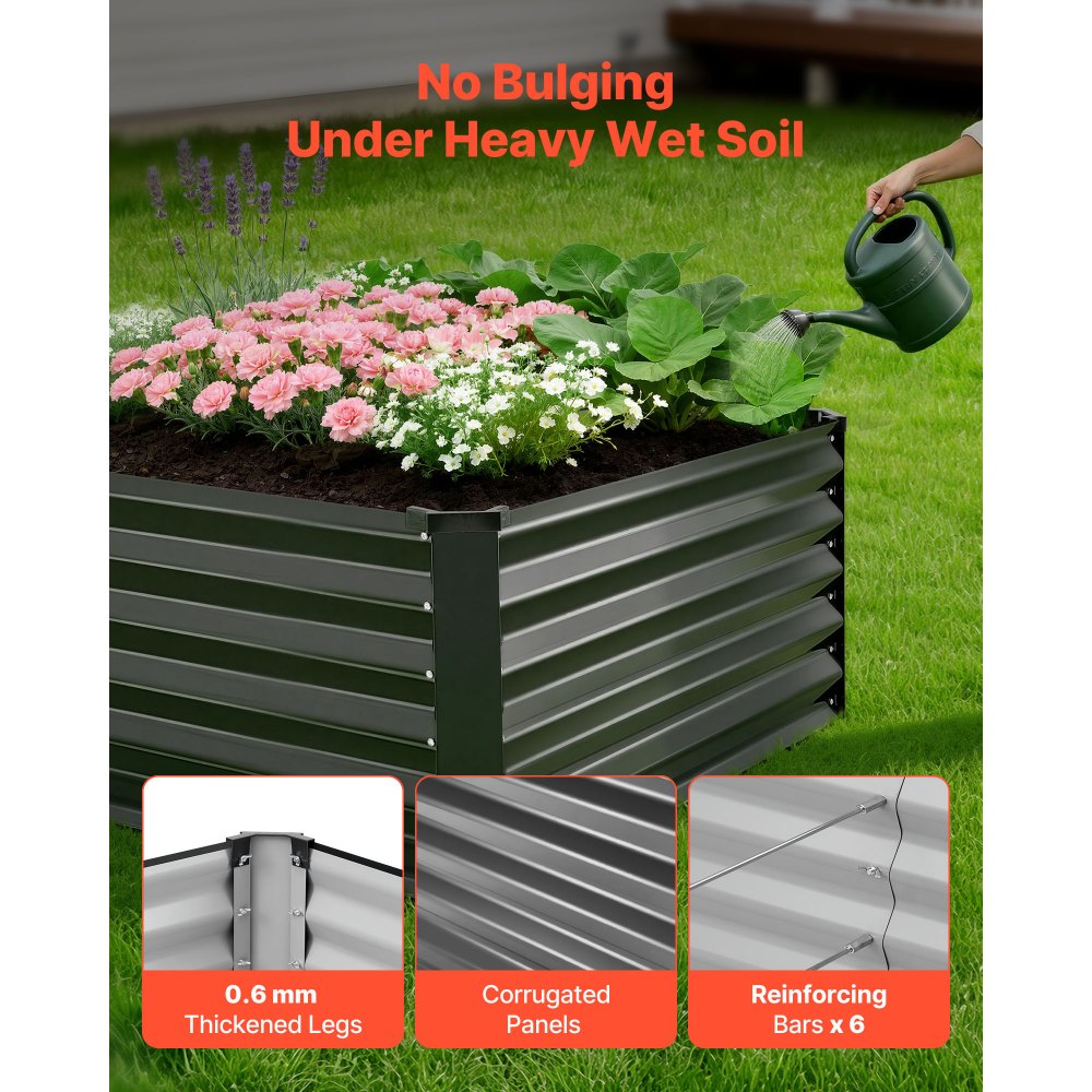 VEVOR 2 Pack Galvanized Raised Garden Beds, 6.67 x 3.35 x 1.51 ft, Rectangular Metal Planter Boxes Kit Outdoor