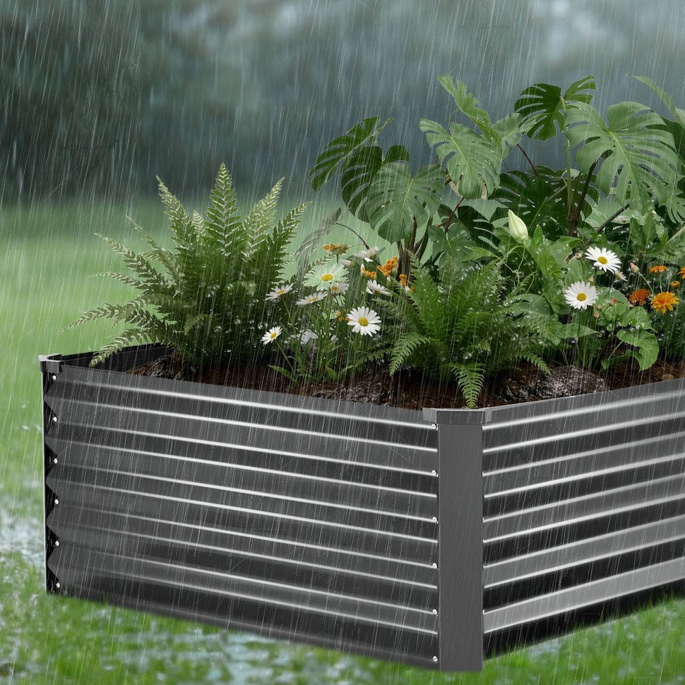VEVOR 2 Pack Galvanized Raised Garden Beds, 6.67 x 3.35 x 1.51 ft, Rectangular Metal Planter Boxes Kit Outdoor