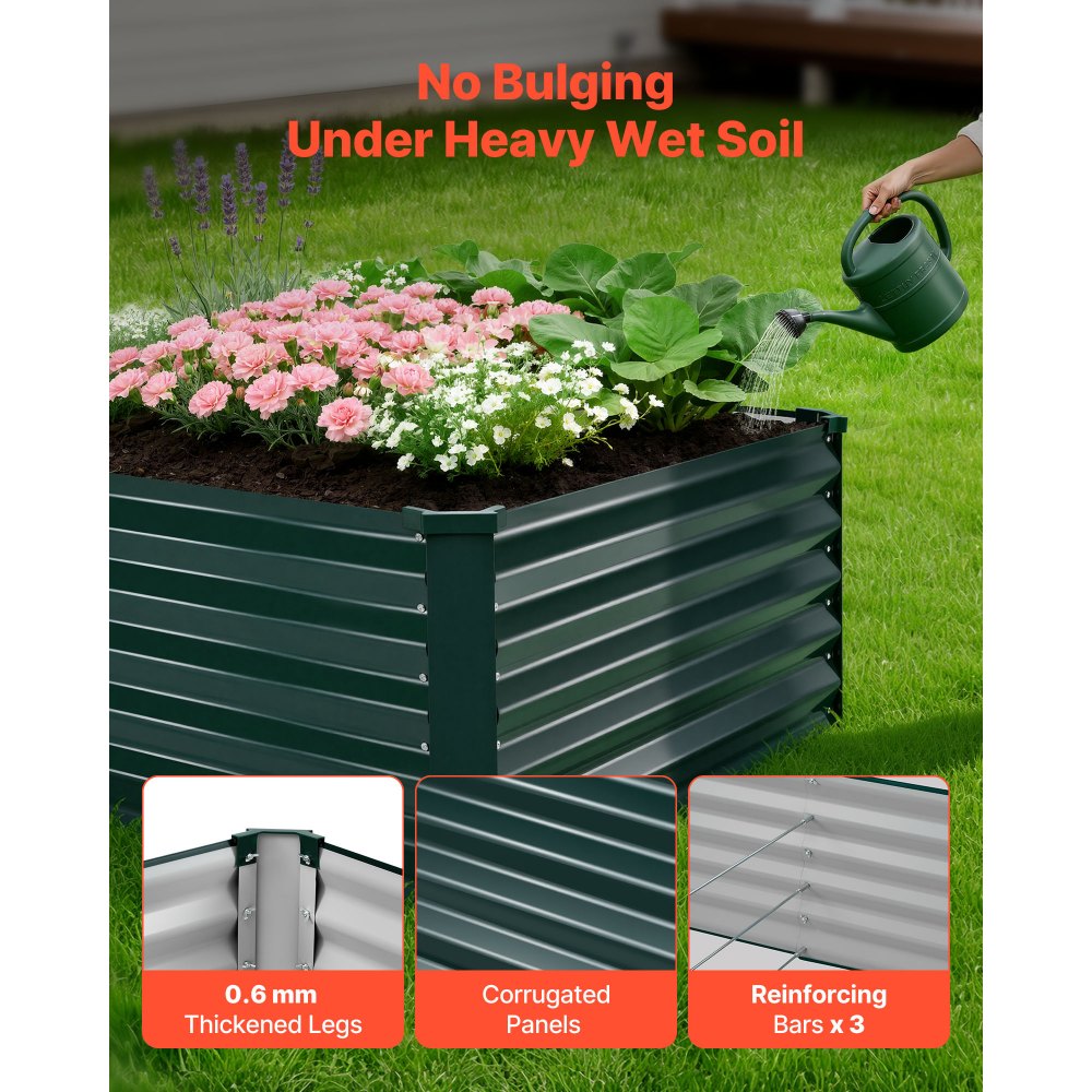 VEVOR Galvanized Raised Garden Bed, 6.67 x 3.35 x 1.51 ft, Rectangular Metal Planter Box Kit Outdoor, Rustproof
