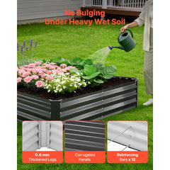 VEVOR 2 Pack Galvanized Raised Garden Beds, 8 x 4 x 1 ft, Rectangular Metal Planter Boxes Kit Outdoor, Bottomless