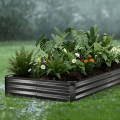 VEVOR 2 Pack Galvanized Raised Garden Beds, 8 x 4 x 1 ft, Rectangular Metal Planter Boxes Kit Outdoor, Bottomless