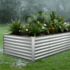 VEVOR Galvanized Raised Garden Bed, 8 x 4 x 2 ft, Rectangular Metal Planter Box Kit Outdoor, Bottomless Elevated