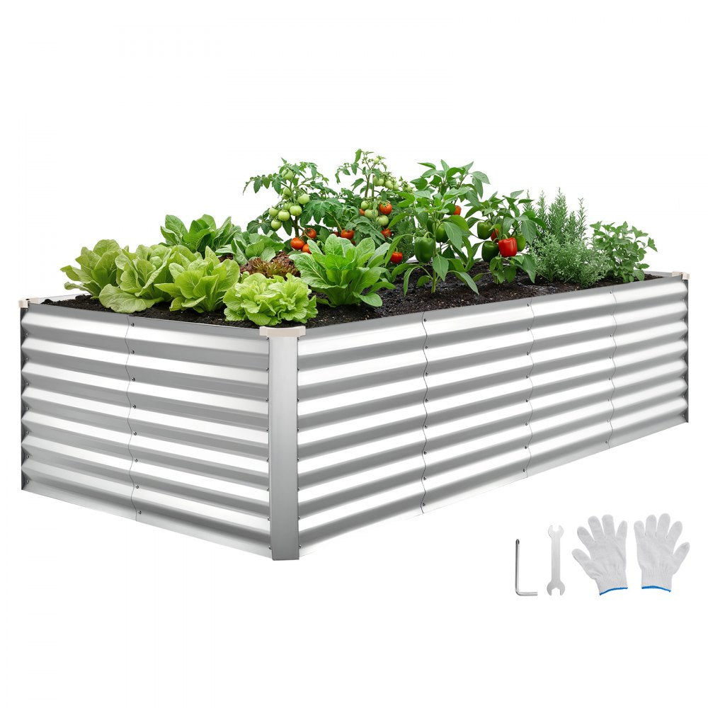 VEVOR Galvanized Raised Garden Bed, 8 x 4 x 2 ft, Rectangular Metal Planter Box Kit Outdoor, Bottomless Elevated