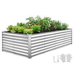 VEVOR Galvanized Raised Garden Bed, 8 x 4 x 2 ft, Rectangular Metal Planter Box Kit Outdoor, Bottomless Elevated