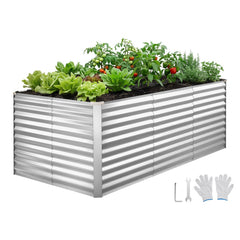 VEVOR Galvanized Raised Garden Bed, 8 x 4 x 3 ft, Rectangular Metal Planter Box Kit Outdoor, Bottomless Elevated