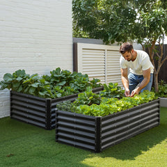 VEVOR Metal Raised Garden Bed, 6 x 3 x 1.4 ft Outdoor Galvanized Planter Garden Box, Open Bottom Design, Large Planter