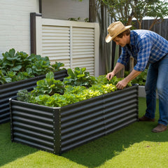 VEVOR Metal Raised Garden Bed, 6 x 3 x 2 ft Outdoor Galvanized Planter Garden Box, Open Bottom Design, Large Planter