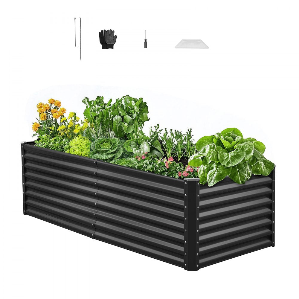 VEVOR Metal Raised Garden Bed, 6 x 3 x 2 ft Outdoor Galvanized Planter Garden Box, Open Bottom Design, Large Planter
