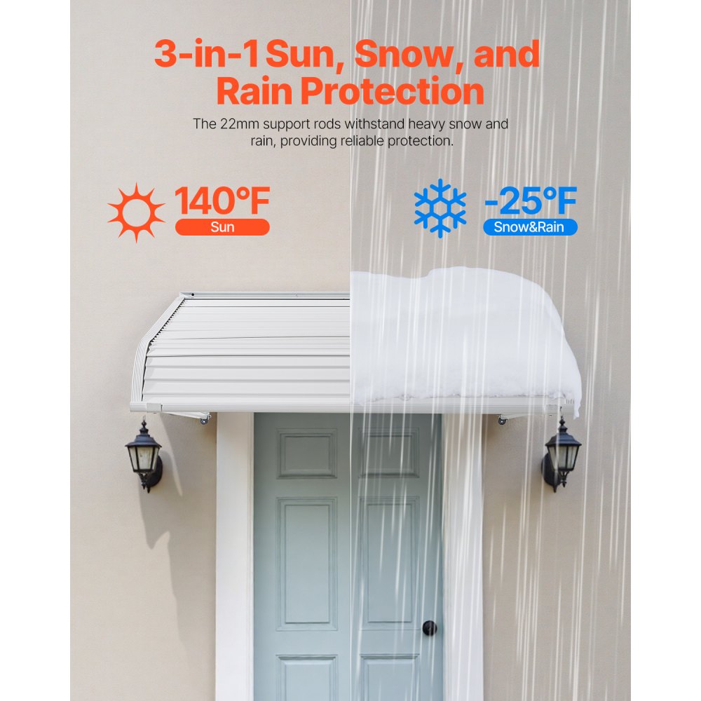 VEVOR Aluminum Awning 40 x 42 in, Durable Window Awning Door Canopy, Lightweight and Stable Aluminum Exterior Awnings