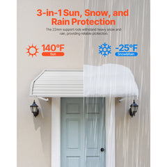VEVOR Aluminum Awning 48 x 42 in, Durable Window Awning Door Canopy, Lightweight and Stable Aluminum Exterior Awnings
