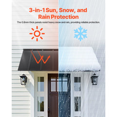 VEVOR Fixed Metal Awning 80 x 36 in, Window Awning Door Canopy, Stable Triangle Steel Frame Exterior Awnings Rain, and