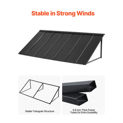VEVOR Fixed Metal Awning 80 x 36 in, Window Awning Door Canopy, Stable Triangle Steel Frame Exterior Awnings Rain, and