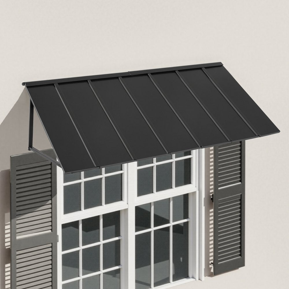 VEVOR Fixed Metal Awning 80 x 36 in, Window Awning Door Canopy, Stable Triangle Steel Frame Exterior Awnings Rain, and