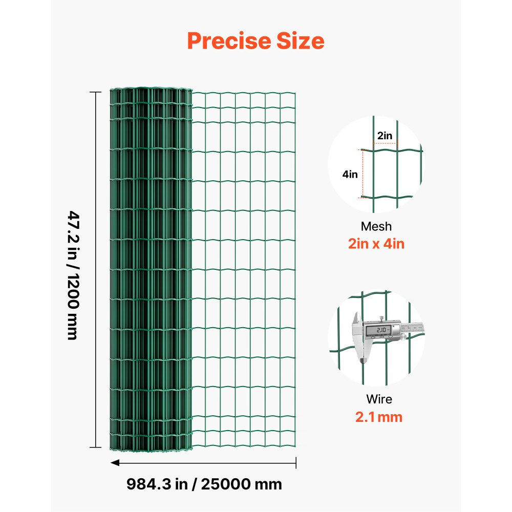 VEVOR Farm Fence, 47 x 984 in, 2 x 4 in Mesh 2.1mm Galvanized Steel Wire Fencing for Cattle, Hog & Sheep, Heavy Duty